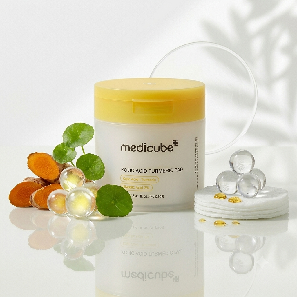 Medicube Kojic pad rūgšties ir ciberžolės tonizuojantys veido diskeliai 160 ml, 70 diskelių