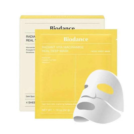 Biodance Radiant Vita Niacinamide Real Deep Mask – lakštinė veido kaukė 4 x 34g.