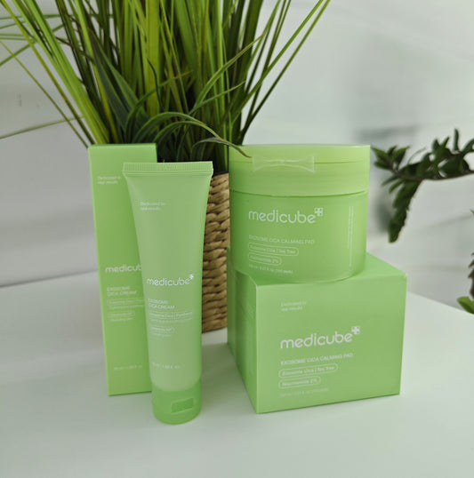 Medicube Exosome Cica Tea Tree toniko padeliai + veido kremas