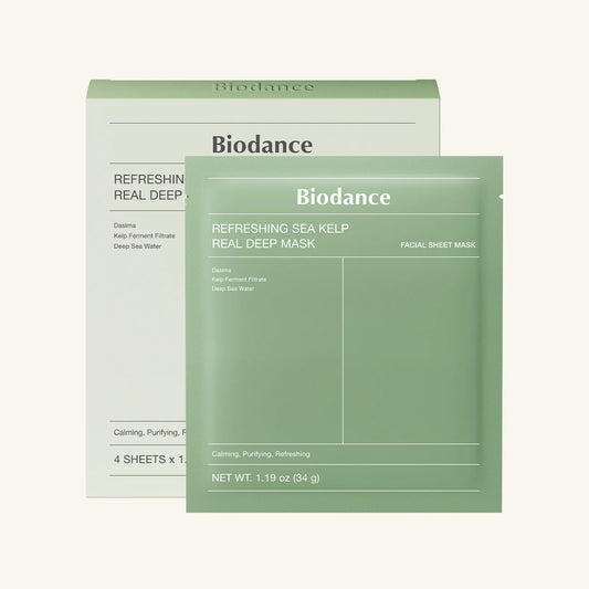 BIODANCE Refreshing Sea Kelp Real Deep Mask - veido kaukė su jūros dumblių ekstraktu 4vnt.