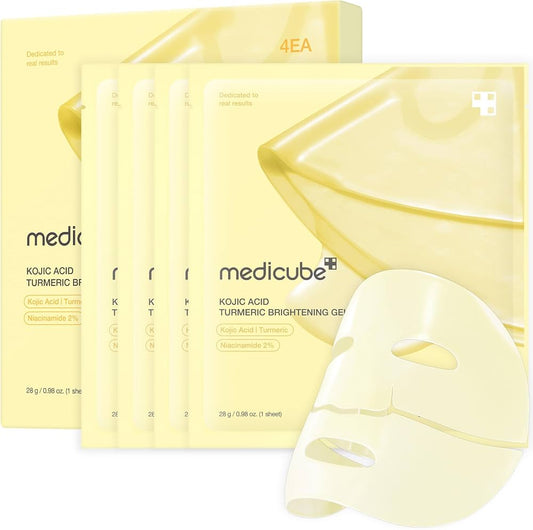 MEDICUBE Kojic Acid Turmeric Brightening Gel Mask hidrogelinė veido kaukės - 4 x 28 g.