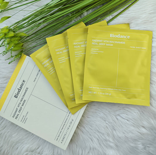 Biodance Radiant Vita Niacinamide Real Deep Mask – lakštinė veido kaukė 4 x 34g.