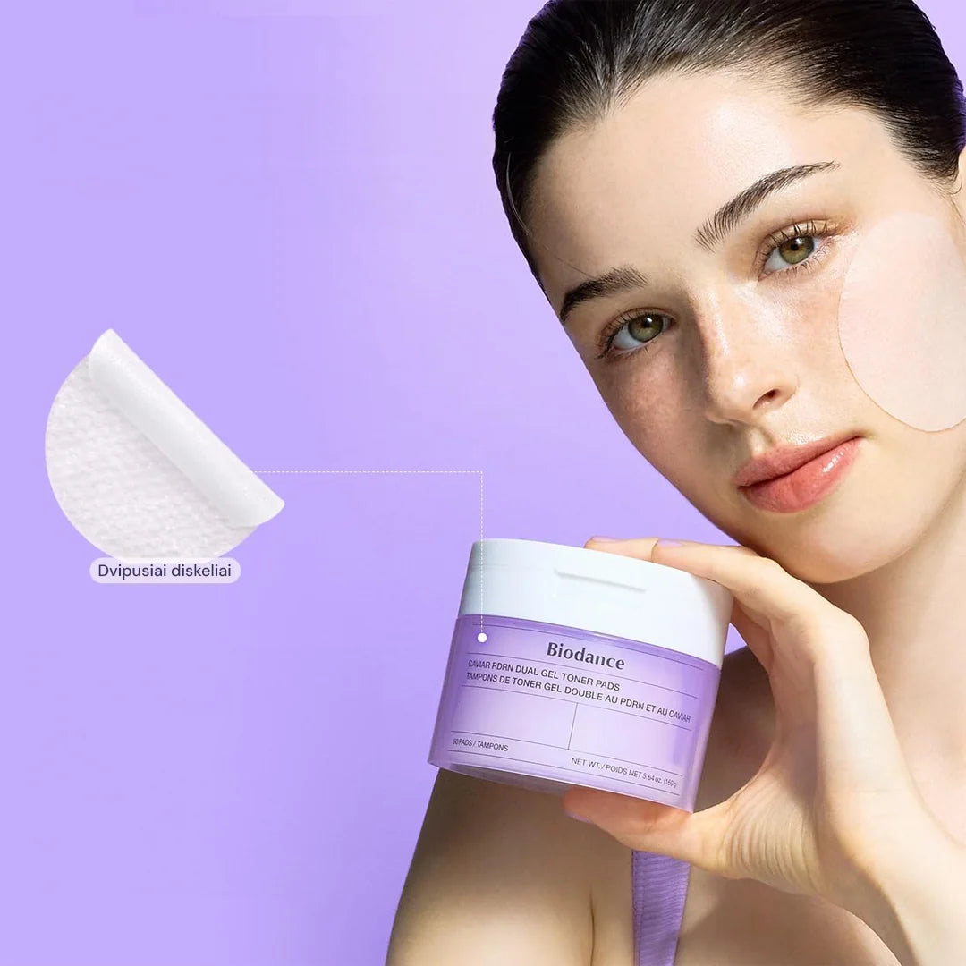 BIODANCE Caviar PDRN Dual Pads - geliniai toniko diskeliai