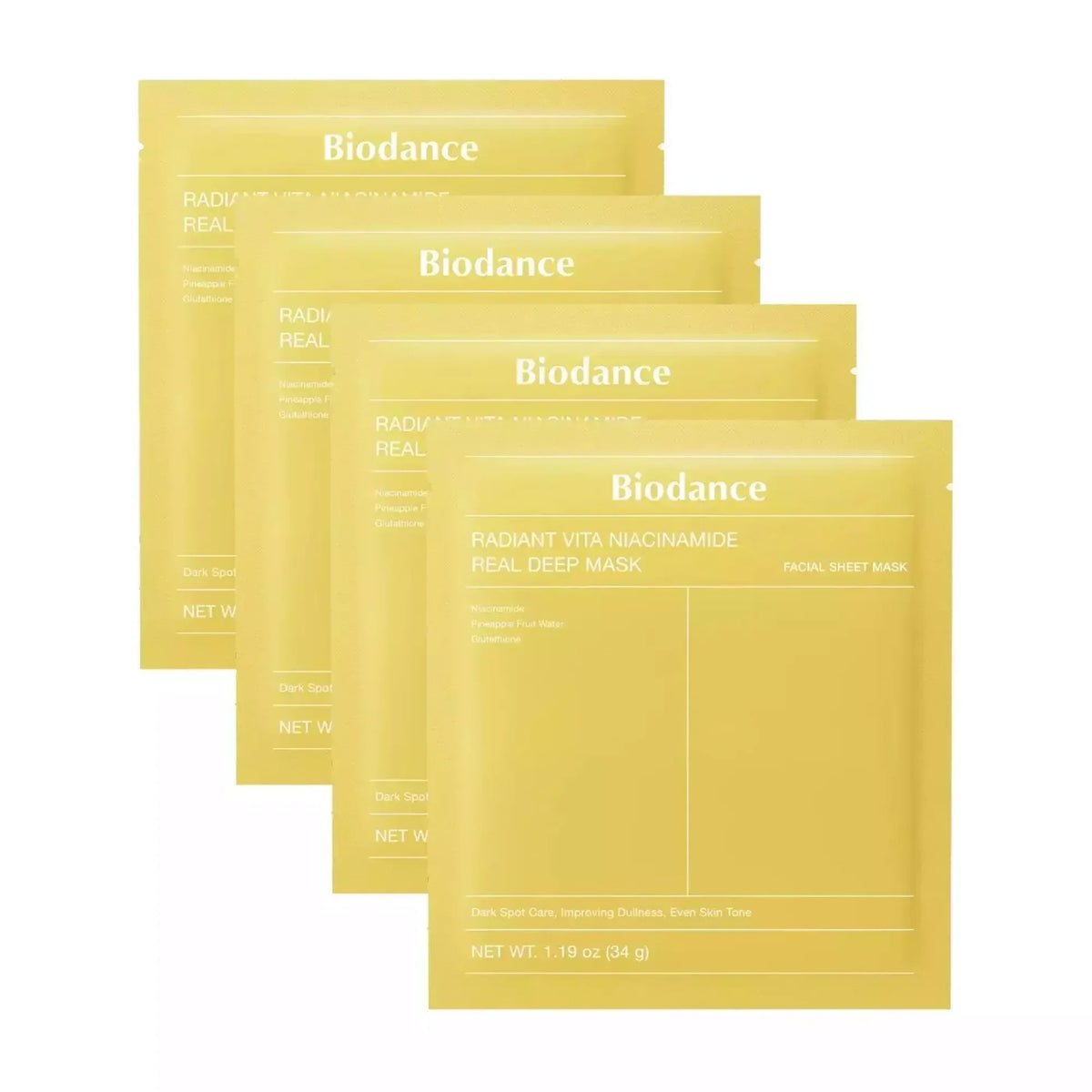 Biodance Radiant Vita Niacinamide Real Deep Mask – sejas maska 4 x 34g.