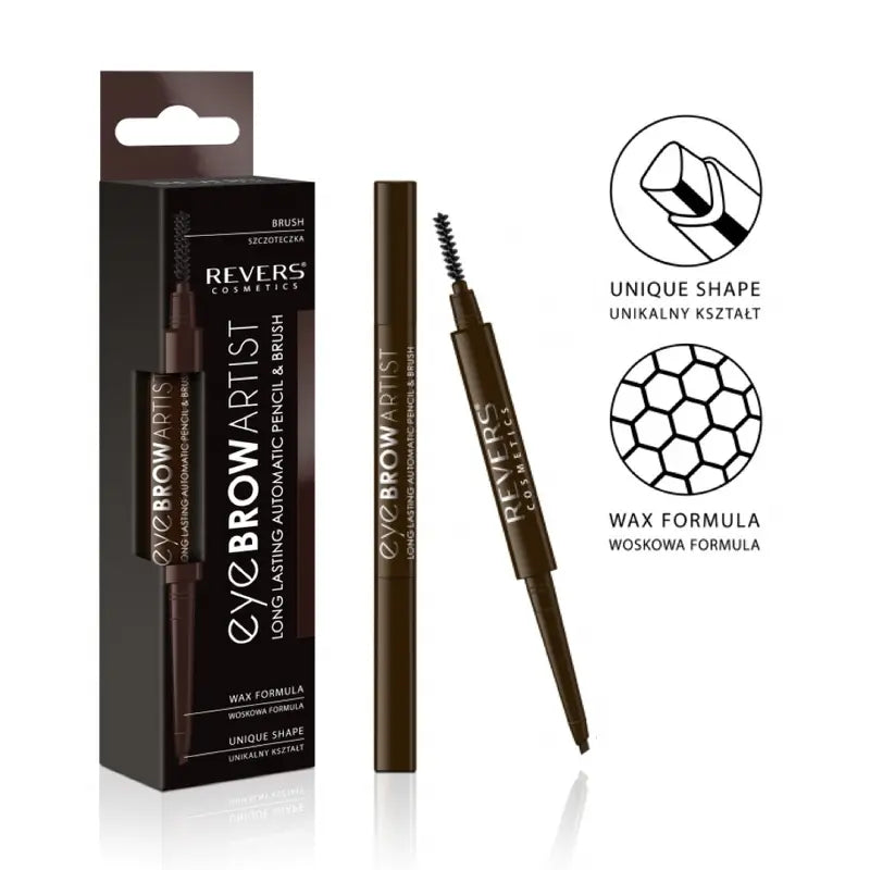 Išsukamas antakių pieštukas-šepetėlis REVERS EYE BROW ARTIST grafito spalvos (Taupe) 0,25 g