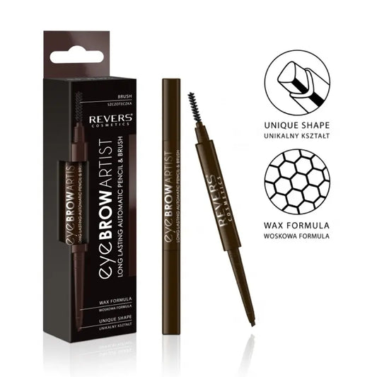 Išsukamas antakių pieštukas-šepetėlis REVERS EYE BROW ARTIST grafito spalvos (Taupe) 0,25 g
