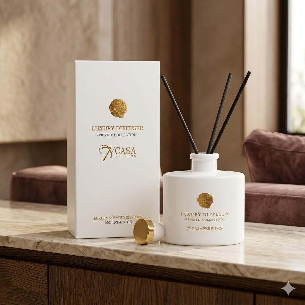 Luxury Diffuser 7YCasa Perfums namų kvapas su lazdelėmis 100 ml (baltas)